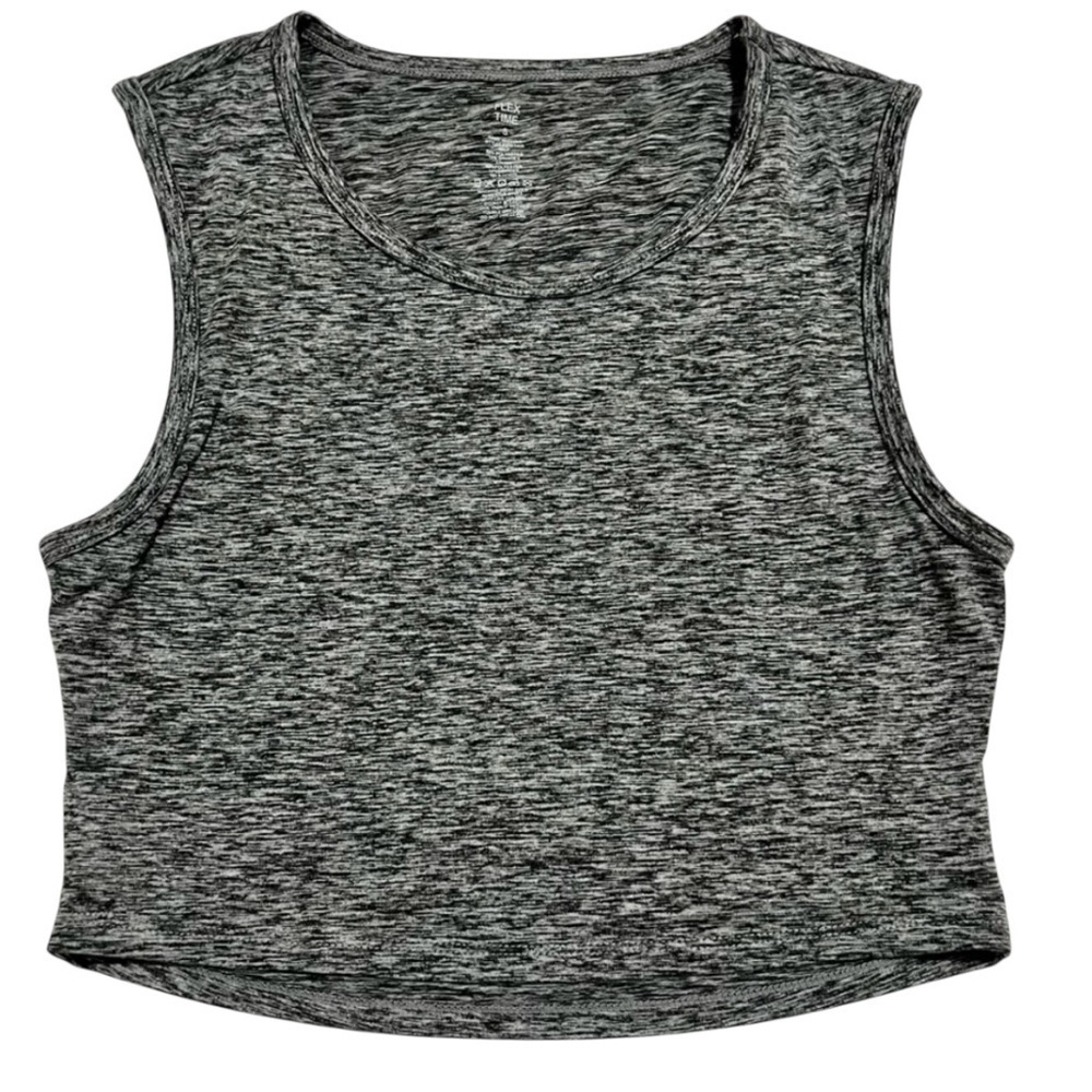 Flex Time Gray Marled Active Sleeveless Cut Out Cropped Tank Size S